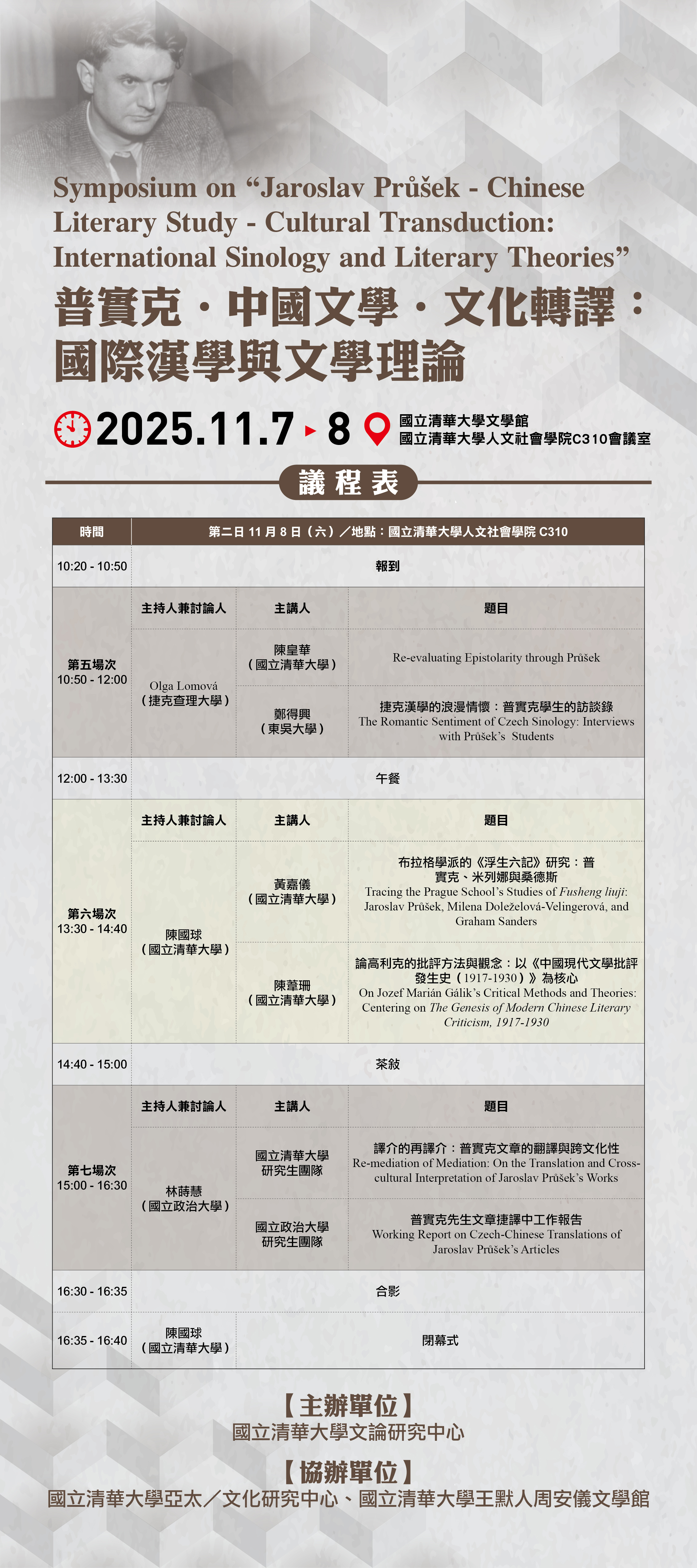 「普實克‧中國文學‧文化轉譯：國際漢學與文學理論」國際學術研討會 DAY 2